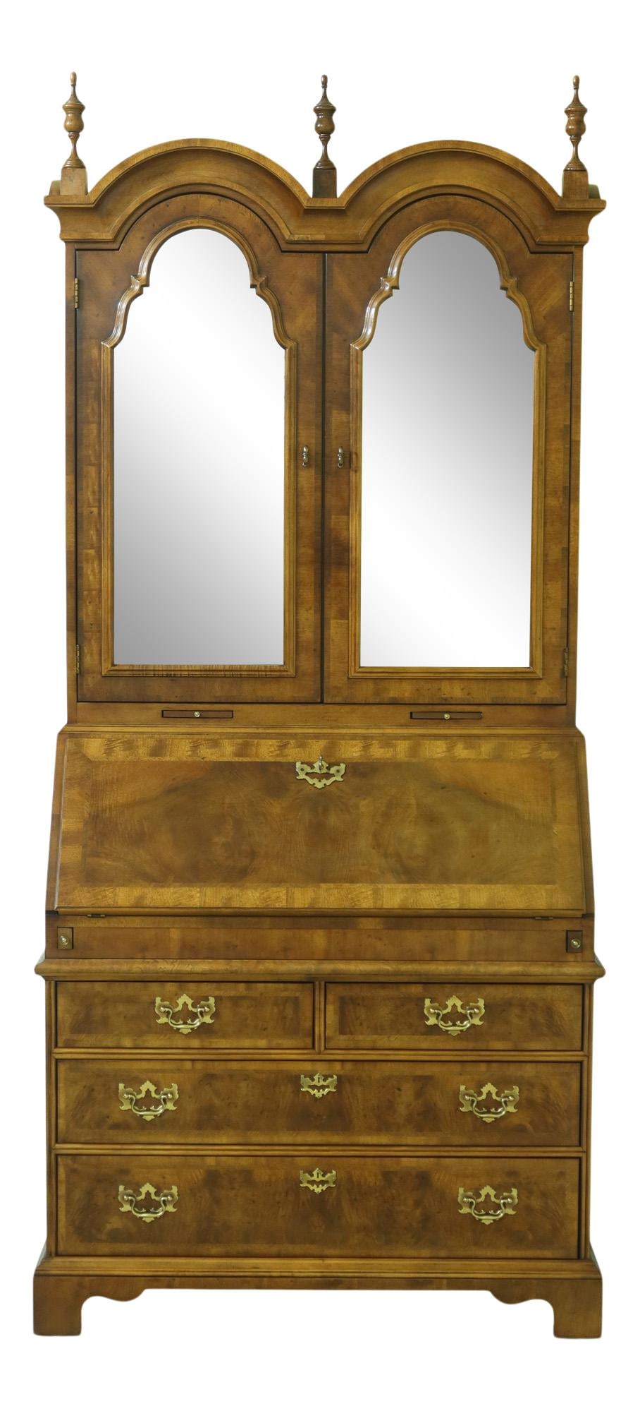 Henredon Aston Court Walnut Secretary Desk English Style Brass Hardware (1 of 10)