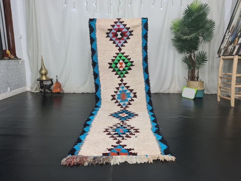 Handmade Moroccan Berber Runner Rug 2x10ft 100% Sheep Wool: Handmade Moroccan Berber Runner Rug 2x10ft 100% Sheep Wool Discover the beauty of craftsmanship with this Elegant Runner Rug, a stunning handmade piece inspired by traditional Moroccan designs. Handwo