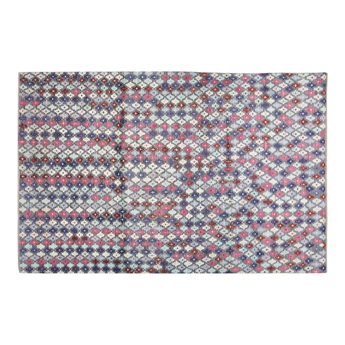 Gray Hand Knotted Wool Moroccan Style Contemporary Rug 6'5 x 9'8: Gray Hand Knotted Wool Moroccan Style Contemporary Rug 6'5 x 9'8 This contemporary Moroccan modern rug is hand-knotted from wool, featuring a gray color. It offers a stylish and durable addition to an