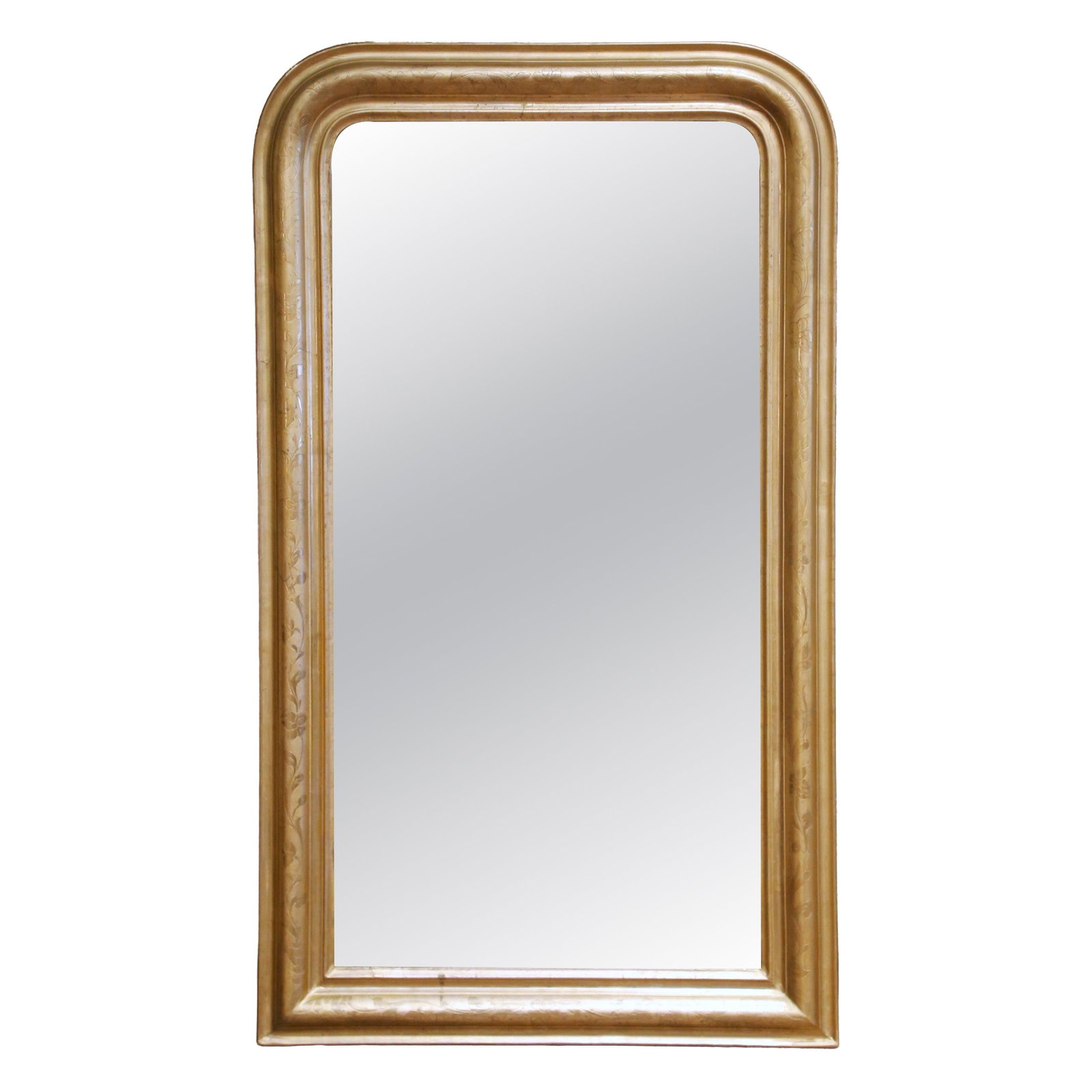 French Louis Philippe Giltwood Mirror With Engraved Vine Details Circa 1870 (1 of 7)