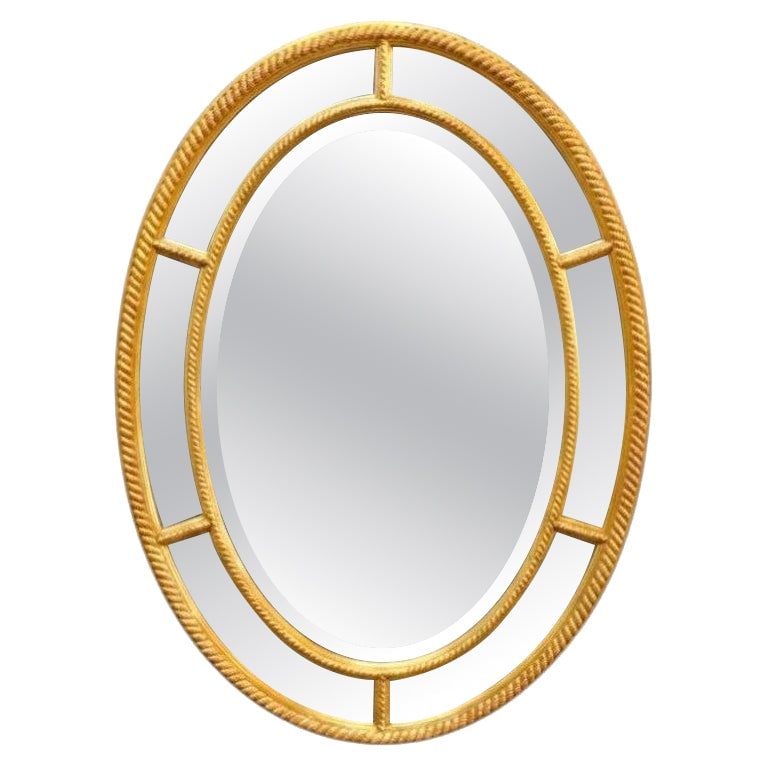 c1930 Oval Parclose Wall Mirror in Gilt Wood 39H x 28.75W (1 of 7)