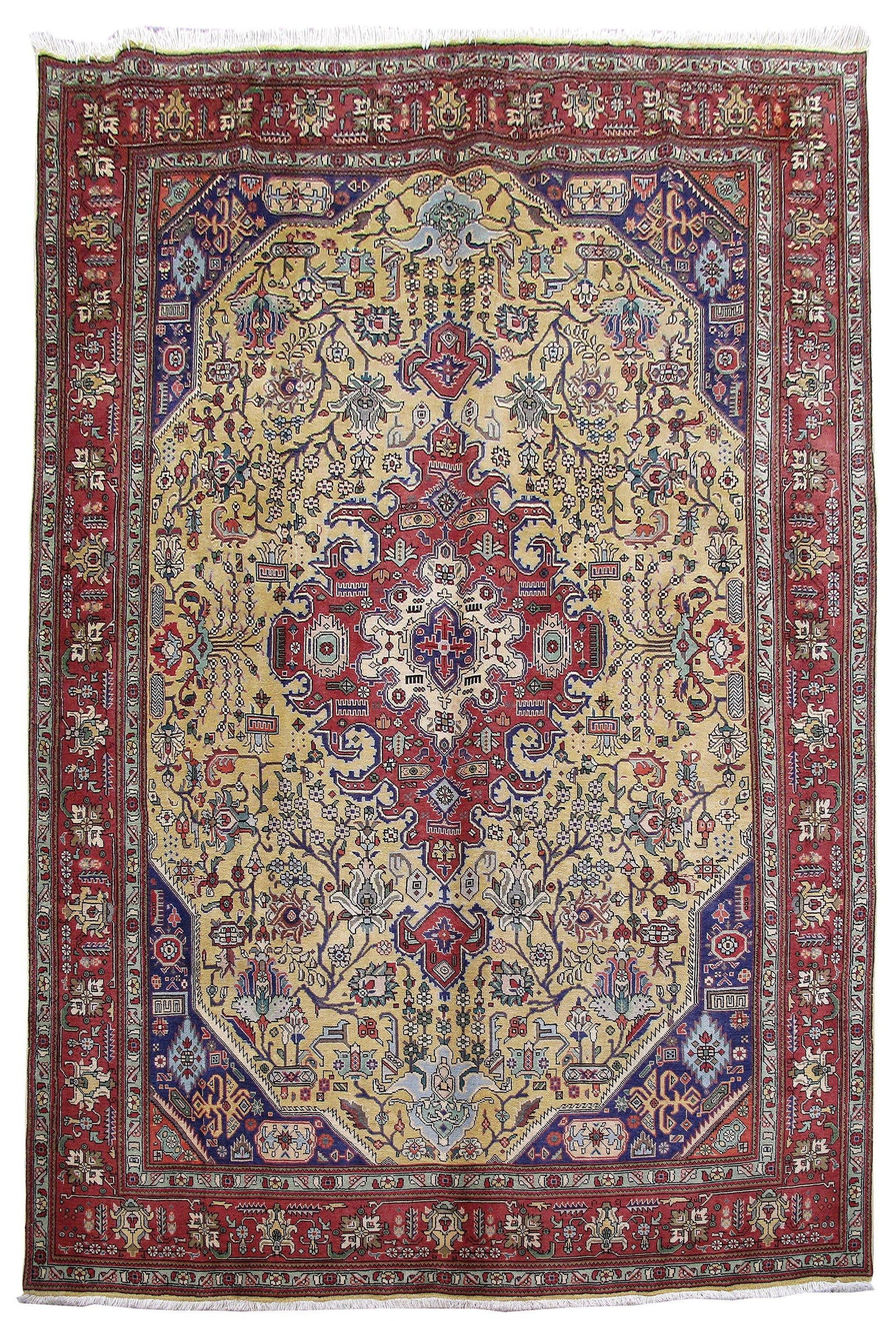 Handmade Ivory Persian Tabriz Wool Rug 8'1 x 11'11 from Iran: Handmade Ivory Persian Tabriz Wool Rug 8'1 x 11'11 from Iran Free continental US Shipping Transform your living space with the exquisite 8.1 x 11.11 Ivory Persian Tabriz Rug, a stunning testament to t