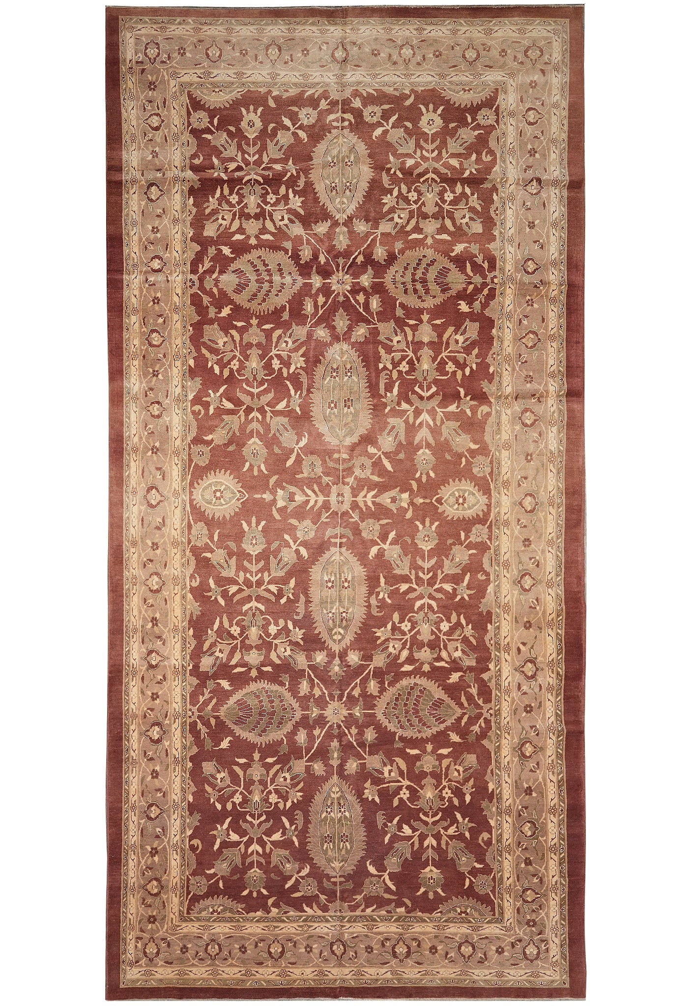 Rare 9.3 x 18 Handmade Agra Rug Hand Knotted Wool (1 of 12)