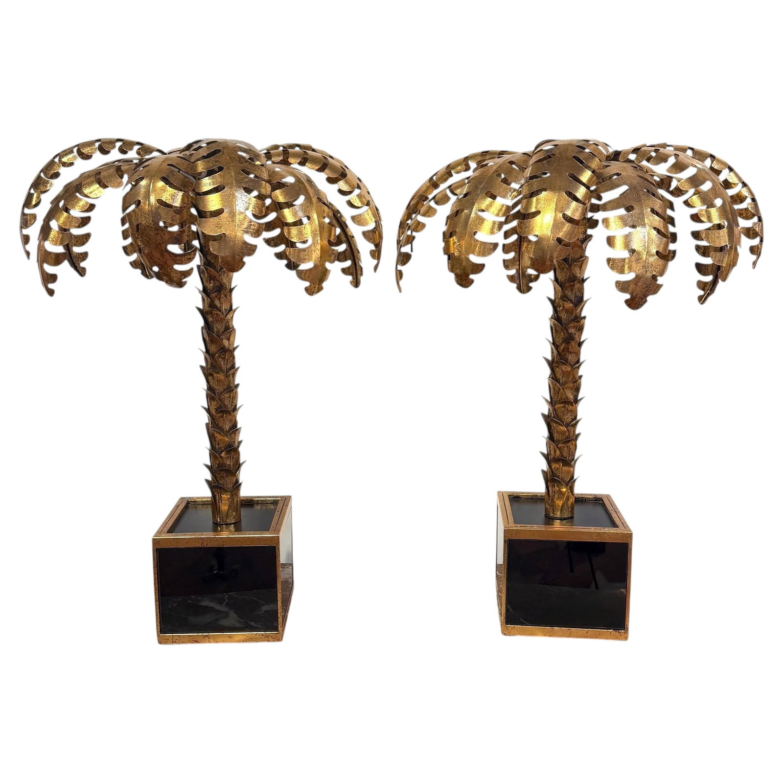 Set of 2 Gilt Palm Form Table Lamps Maison Jansen Style (1 of 15)