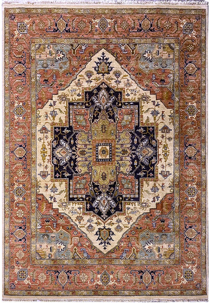 Handmade 8' x 10' New Serapi Area Rug in Natural Wool: Handmade 8' x 10' New Serapi Area Rug in Natural Wool Free continental US Shipping Introducing the exquisite 8' x 10' New Serapi Rug, a stunning example of handmade craftsmanship. This luxurious area 
