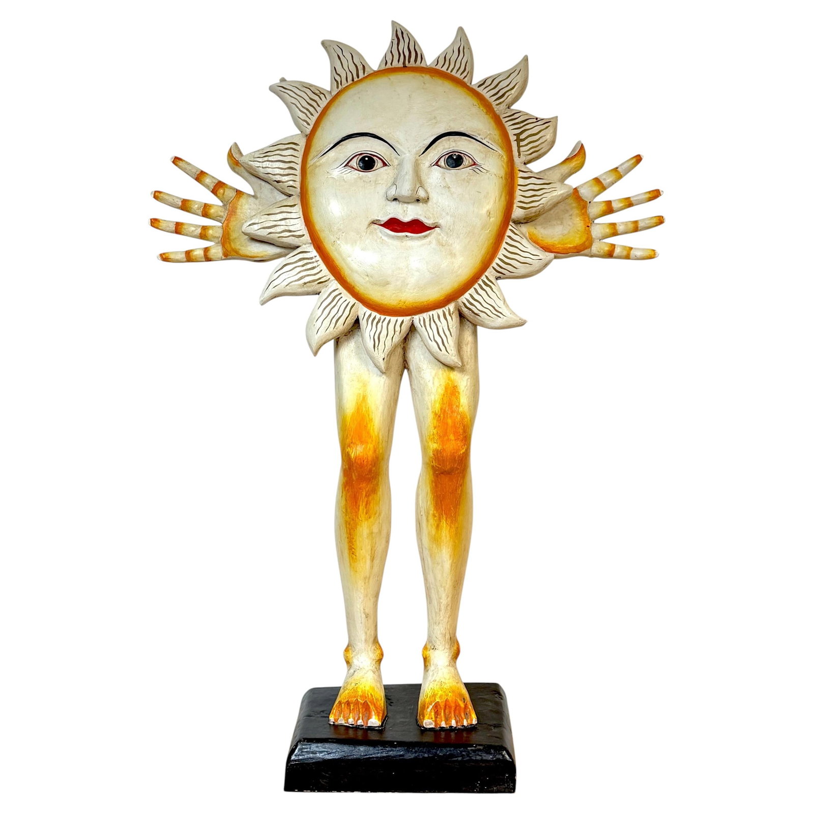 Mexican carved wood sun figure attributed to Sergio Bustamante (1 of 16)