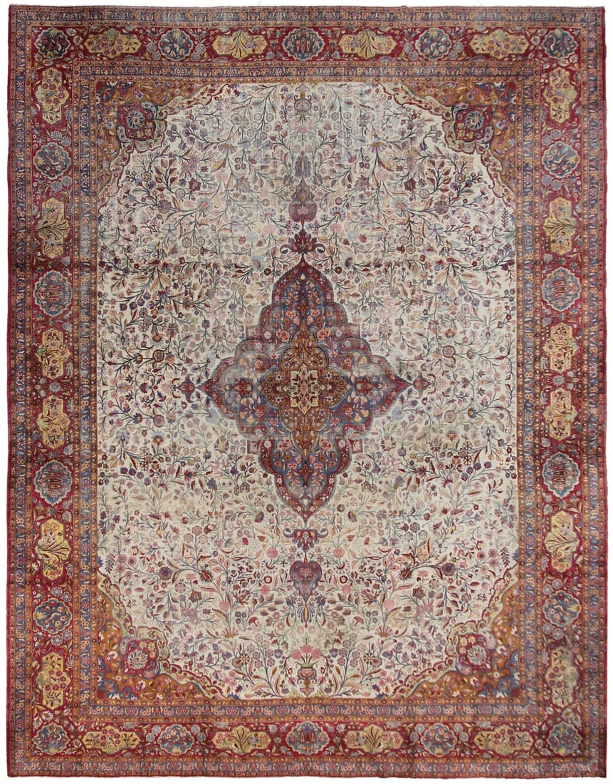 Antique Dabir Silk Persian Rug Bird Art Nouveau Floral 10x14: Antique Dabir Silk Persian Rug Bird Art Nouveau Floral 10x14 This exceptional and rare antique Persian Dabir Kashan rug, dating to circa 1890, is expertly hand-knotted from 100% pure silk. Showcasing 