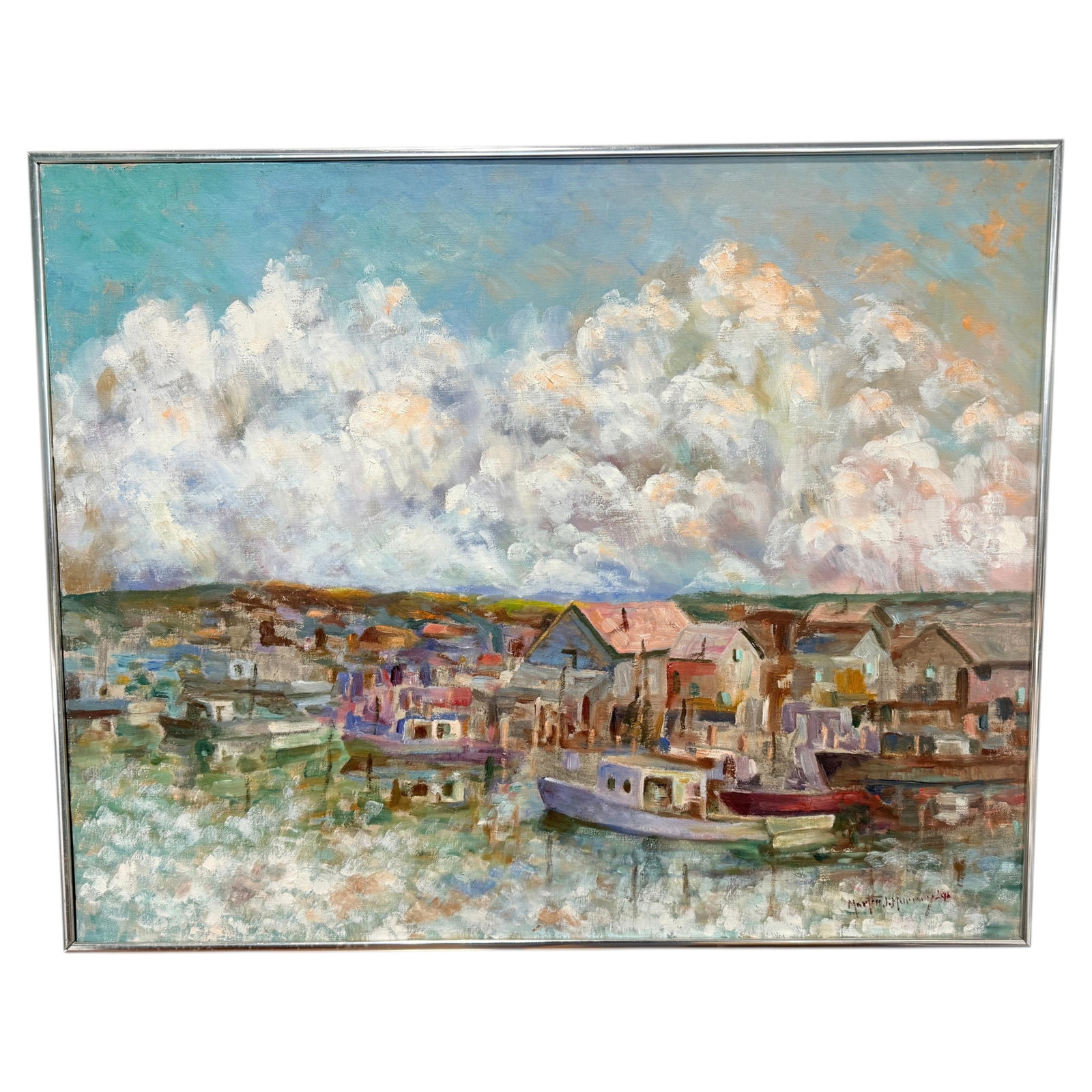 Provincetown Waterfront Scene by Martin J. Murray Oil Painting Circa 1940 (1 of 8)