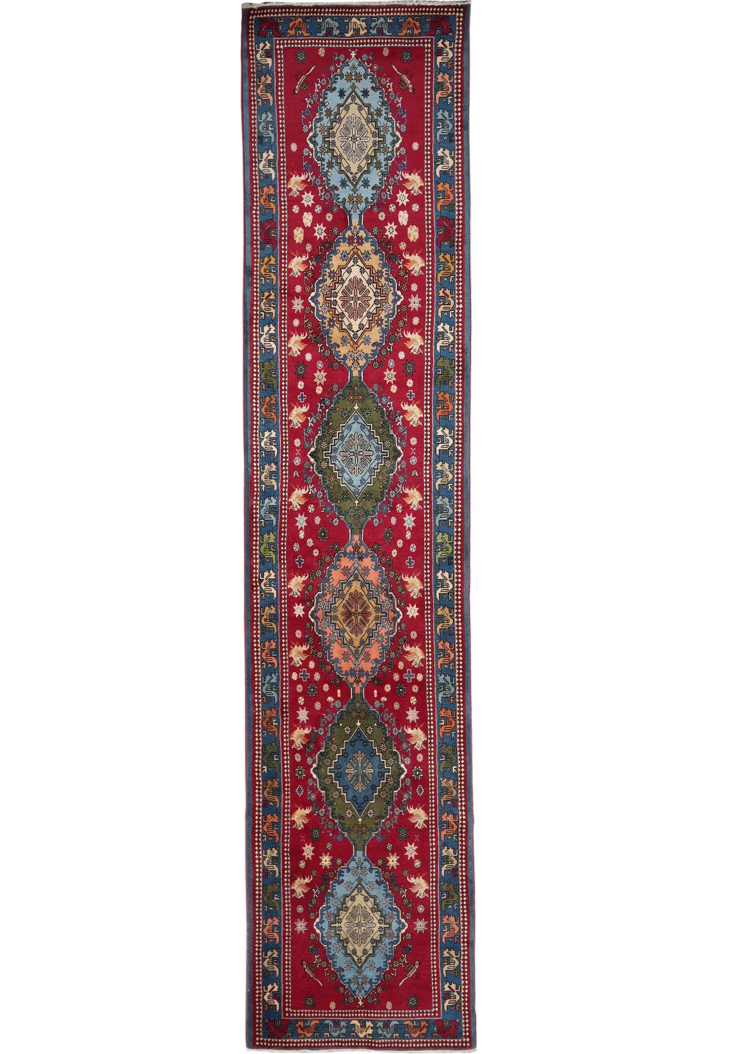 3.4 x 15.5 Old Persian Tabriz Runner Rug Wool Silk Blue: 3.4 x 15.5 Old Persian Tabriz Runner Rug Wool Silk Blue Free continental US Shipping This Old Persian Tabriz runner rug features a classic Persian layout with a central medallion, intricate floral mot