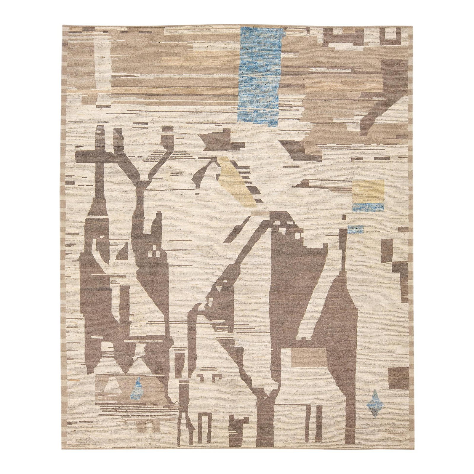 Oversized Moroccan Handmade Wool Rug Abstract Design Beige 13'7 x 16'6: Oversized Moroccan Handmade Wool Rug Abstract Design Beige 13'7 x 16'6 Enhance your living space with this stunning Moroccan style handmade wool rug, featuring a sophisticated beige field adorned with