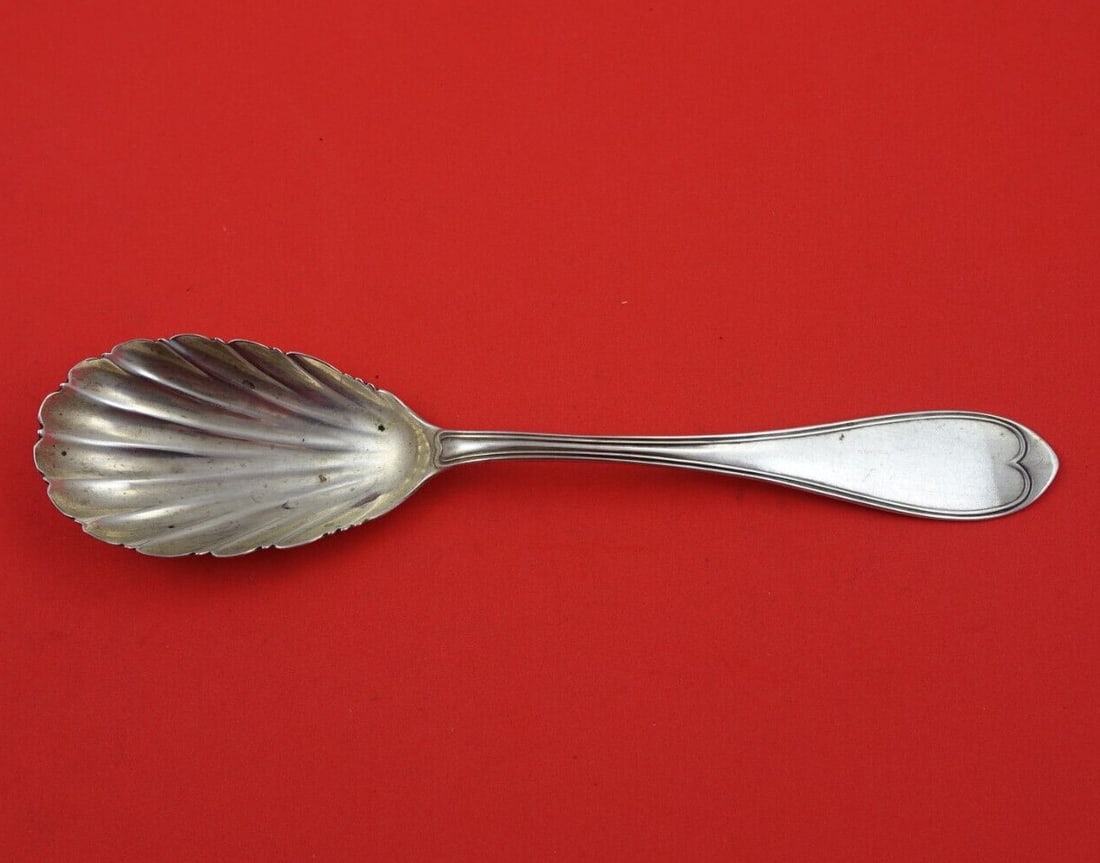 John Polhamus Sterling Silver Berry Spoon Oval Thread 8.5" Shell Bowl (1 of 3)