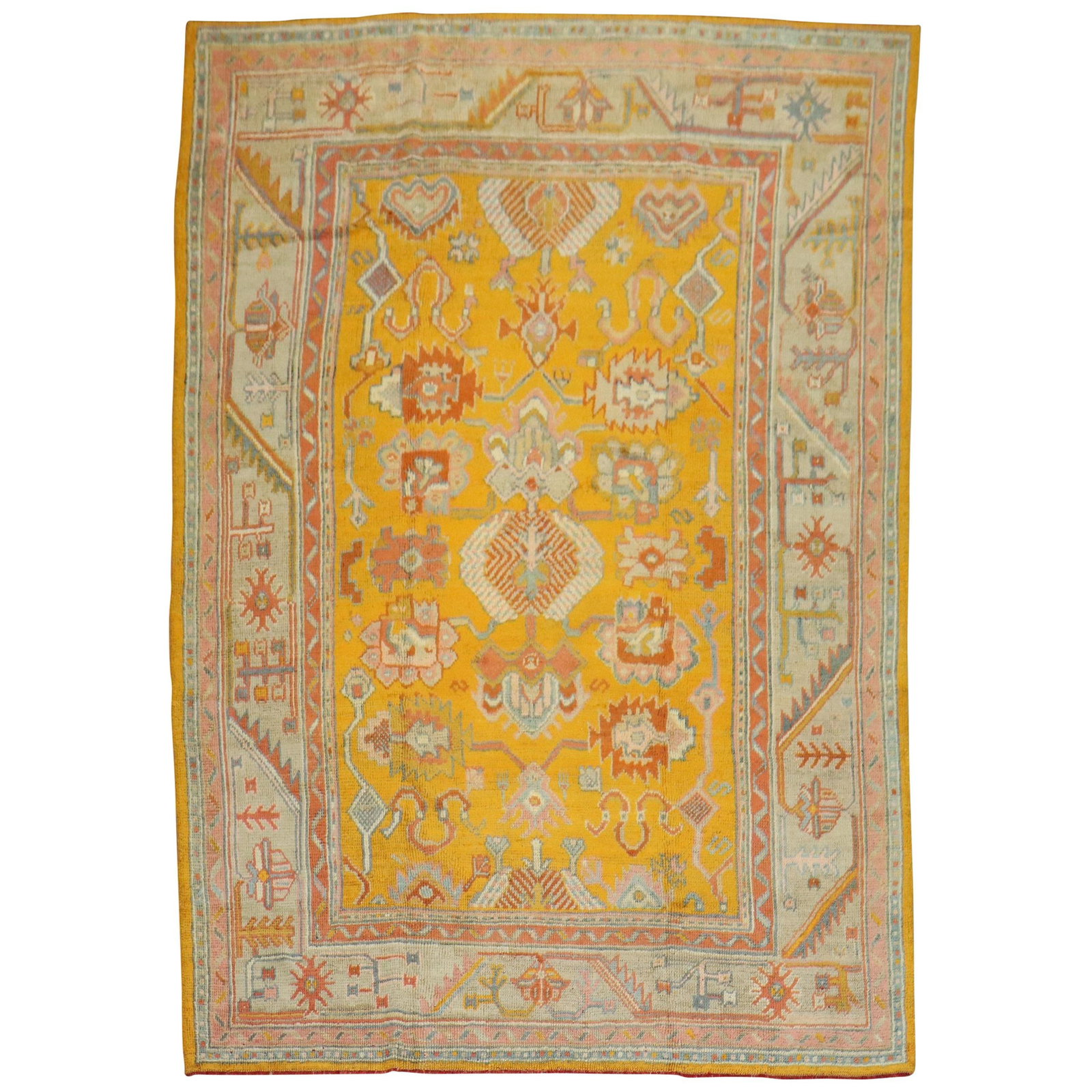 Antique Turkish Oushak Rug Early 20th Century Hand-Woven Wool 85 x 117 in (1 of 11)