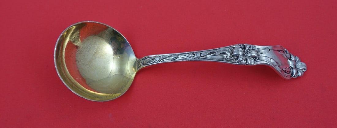 Frank Whiting Lily Sterling Silver Sauce Ladle Gold Wash 5.75in: Frank Whiting Lily Sterling Silver Sauce Ladle Gold Wash 5.75in This exquisite sauce ladle is part of the Lily pattern by Frank Whiting, crafted from high-quality sterling silver. Measuring 5 3/4 inch