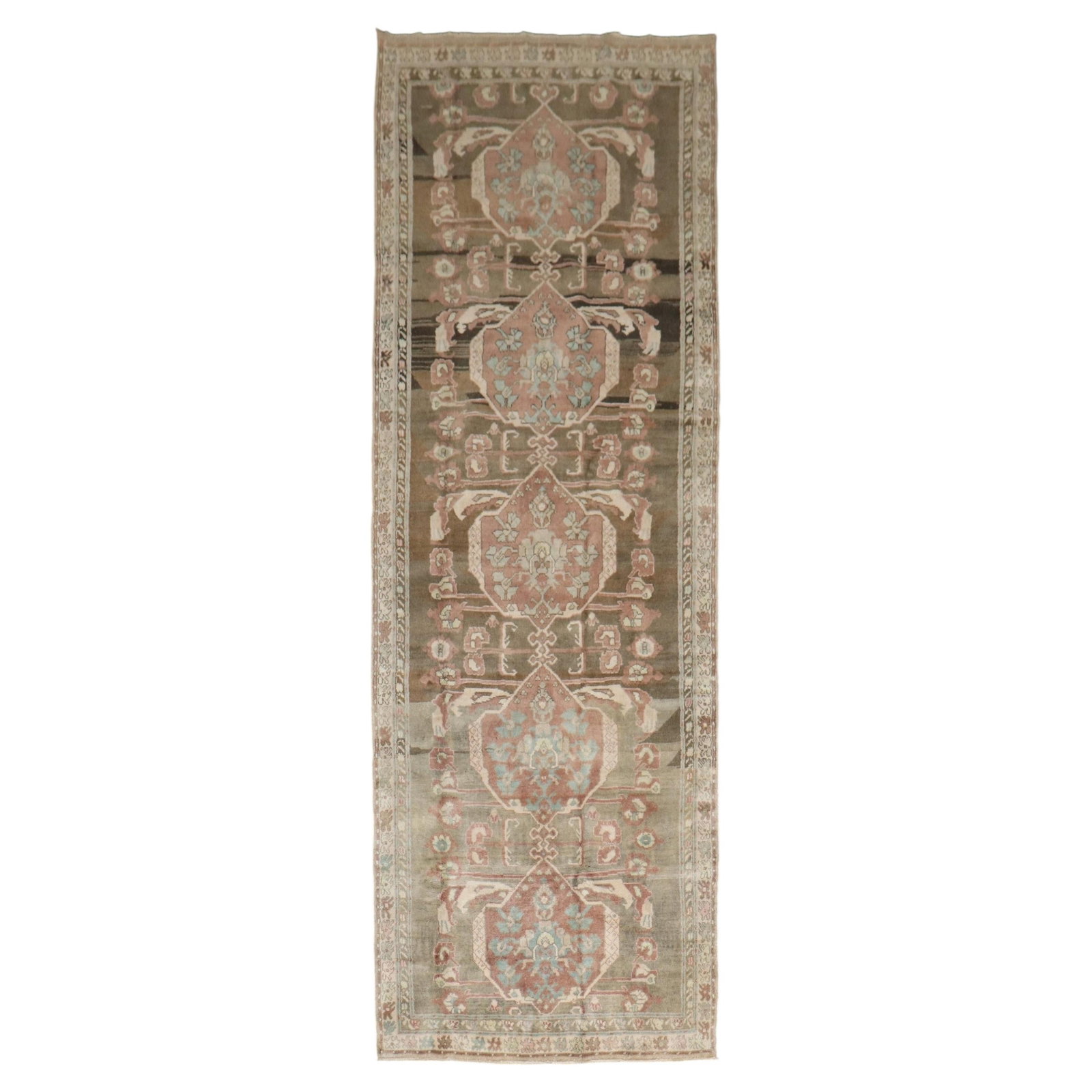 Mid Century Turkish Wool Hand Woven Futurist Runner 4'2 x 11'9: Mid Century Turkish Wool Hand Woven Futurist Runner 4'2 x 11'9 This vintage Turkish Anatolian runner features a unique futurist design, hand-woven from wool. Originating from Turkey and crafted in the