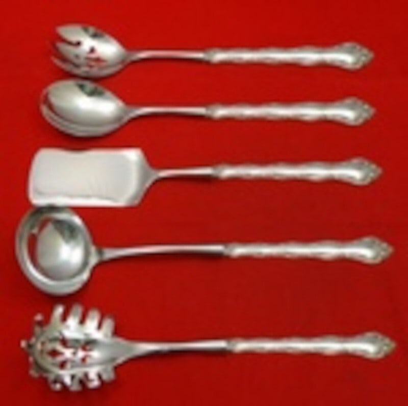 Reed and Barton Tara Sterling Silver 5pc Hostess Set with Stainless Implements: Reed and Barton Tara Sterling Silver 5pc Hostess Set with Stainless Implements Enhance your dining experience with the exquisite Tara Hostess Serving Set from Reed and Barton. This elegant 5-piece set