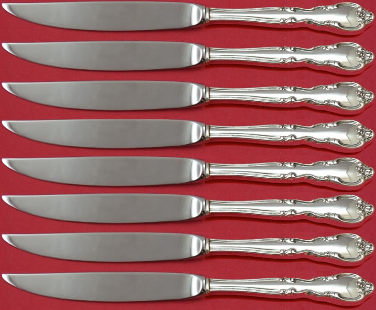 Easterling American Classic 8pc Sterling Silver Steak Knife Set: Easterling American Classic 8pc Sterling Silver Steak Knife Set Enhance your dining experience with this exquisite set of American Classic steak knives by Easterling. Crafted from sterling silver, thi
