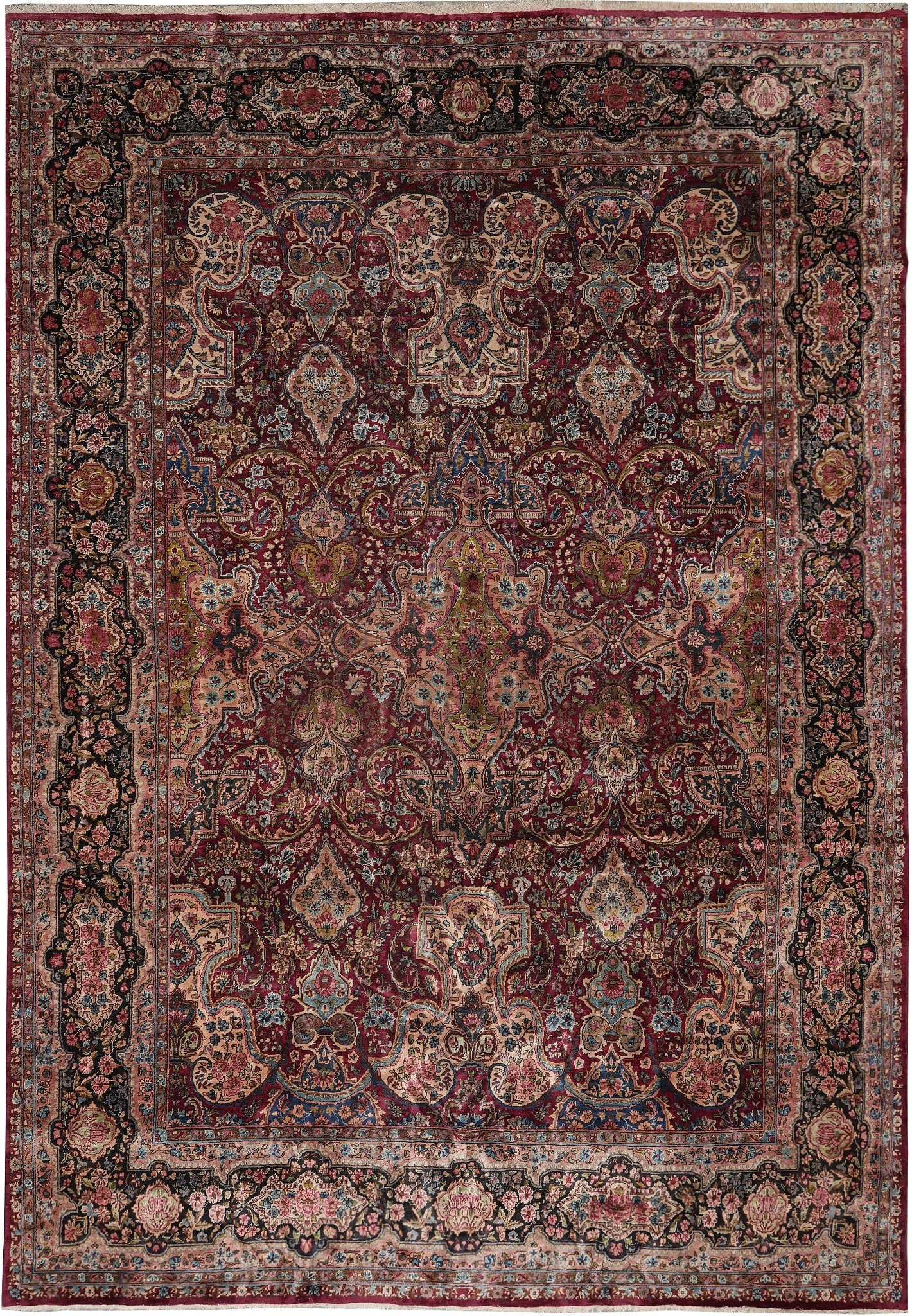 11.5 x 16 Antique Persian Sarouk Kerman Rug Iran: 11.5 x 16 Antique Persian Sarouk Kerman Rug Iran Free continental US Shipping This handmade Persian rug is described as an Antique Persian Sarouk Kerman Rug with an open field design. It is hand-knott