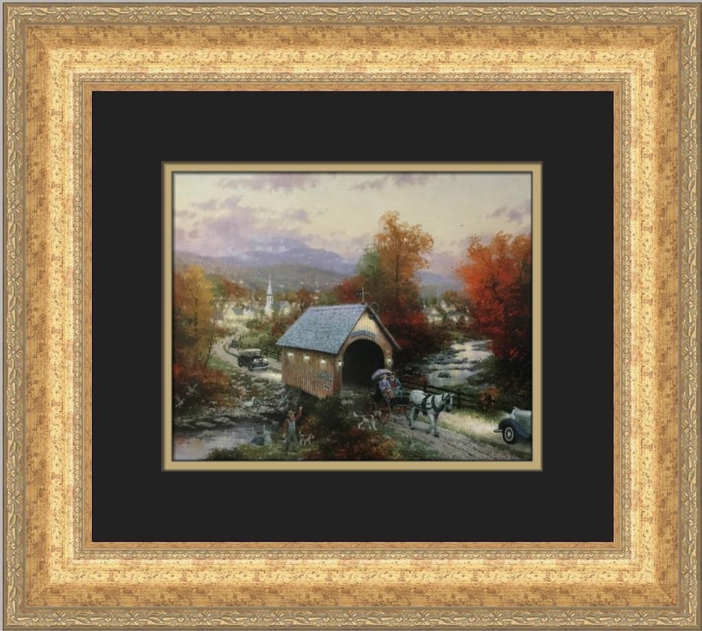 Thomas Kinkade The Old Covered Bridge Framed Art Print 15x13 (1 of 2)