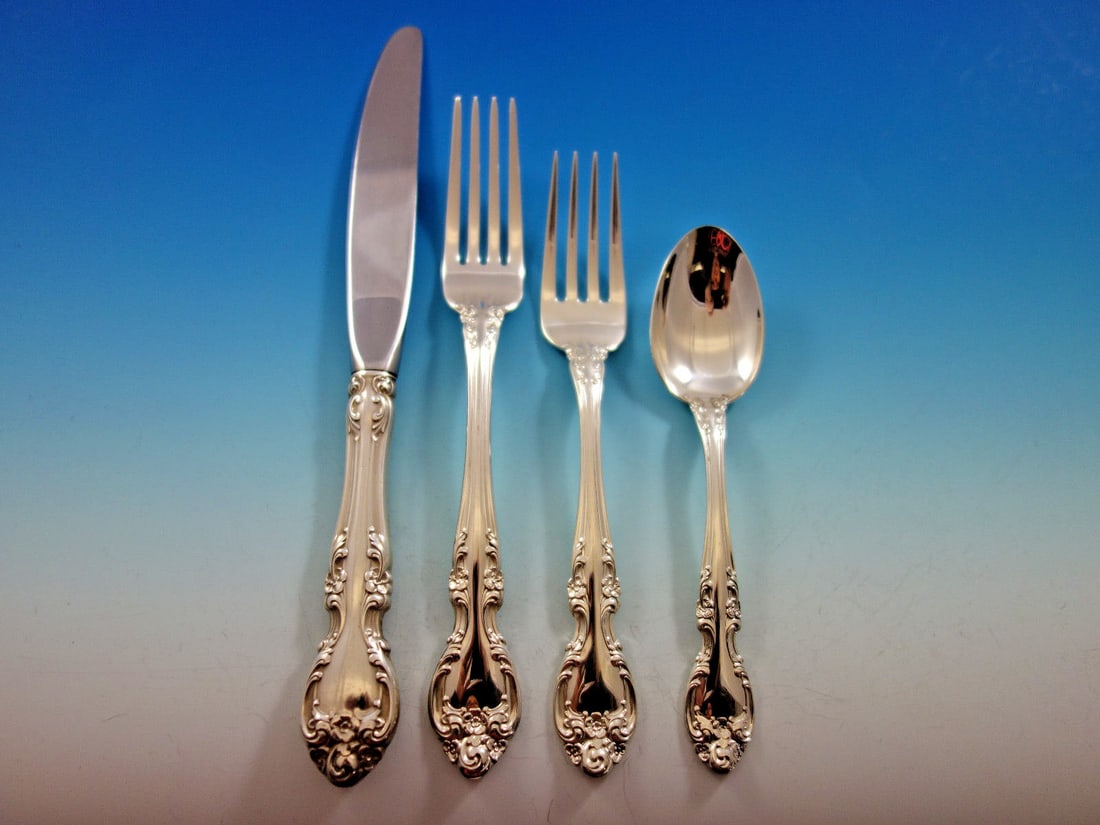 Gorham Melrose Sterling Silver Flatware Set 24 Pieces with Caddy (1 of 5)