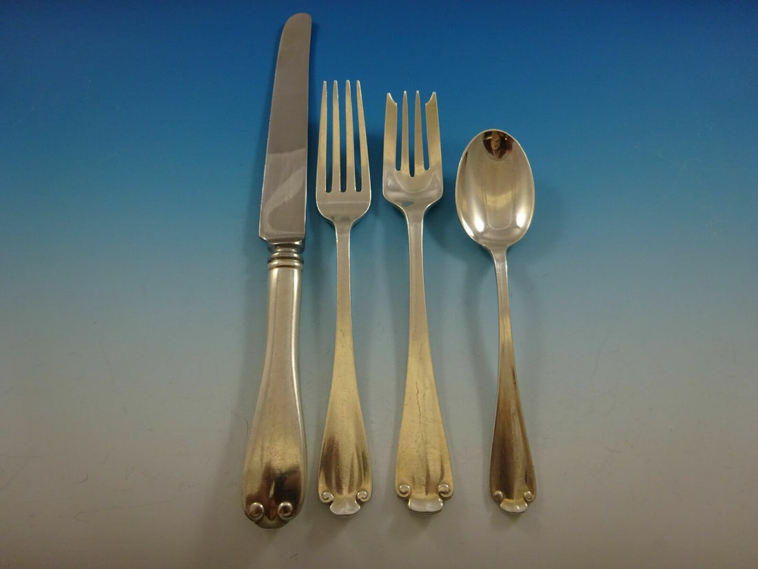 Tiffany & Co. Flemish Sterling Silver 4-Piece Place Setting: Tiffany & Co. Flemish Sterling Silver 4-Piece Place Setting This exquisite 4-piece place setting from the Flemish pattern by Tiffany & Co. is crafted from high-quality sterling silver, showcasing time