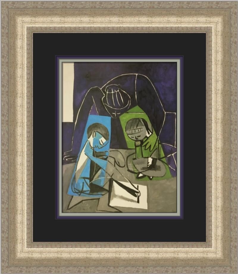 Pablo Picasso Claude Drawing Francoise and Paloma Custom Framed Art Print: Pablo Picasso Claude Drawing Francoise and Paloma Custom Framed Art Print This stunning custom framed print features Pablo Picasso's artwork titled "Claude Drawing Francoise and Paloma," showcasing a 