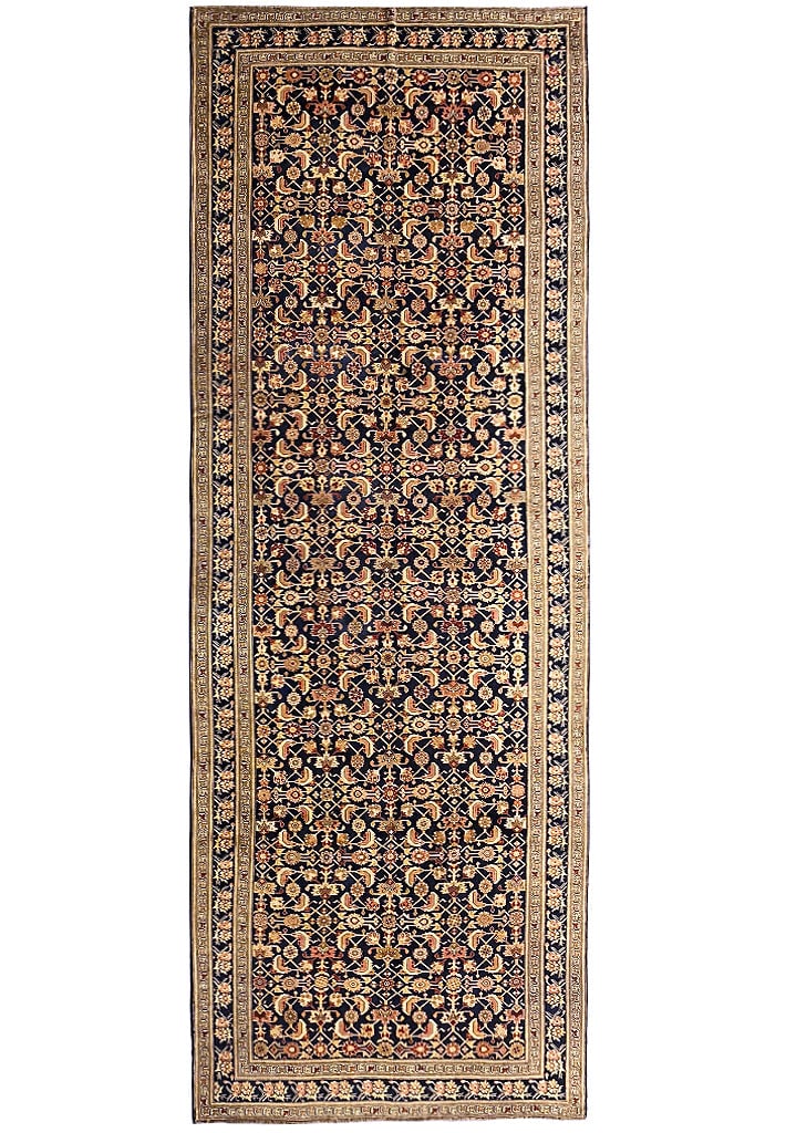 7' x 19' Antique Persian Herati Mahal Large Wool Rug: 7' x 19' Antique Persian Herati Mahal Large Wool Rug Free continental US Shipping Discover the beauty of the 7' x 19' Authentic Antique Persian Herati Mahal Large Rug, a striking piece of artistry han