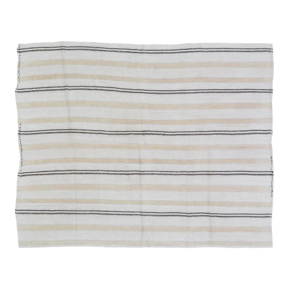 Handwoven Hemp Flatweave Rug in Turkish Style 4'9" x 6' Beige: Handwoven Hemp Flatweave Rug in Turkish Style 4'9" x 6' Beige This vintage Turkish flatweave rug is crafted from hemp using traditional techniques, showcasing timeless artistry with a modern design se