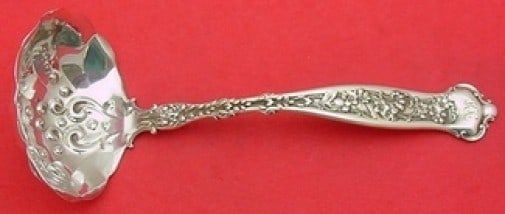 Whiting Sterling Silver Gravy Ladle 7" Dresden Pattern Monogrammed: Whiting Sterling Silver Gravy Ladle 7" Dresden Pattern Monogrammed This elegant 7" gravy ladle is crafted from sterling silver by Whiting, featuring the exquisite Dresden pattern. Dating back to the p