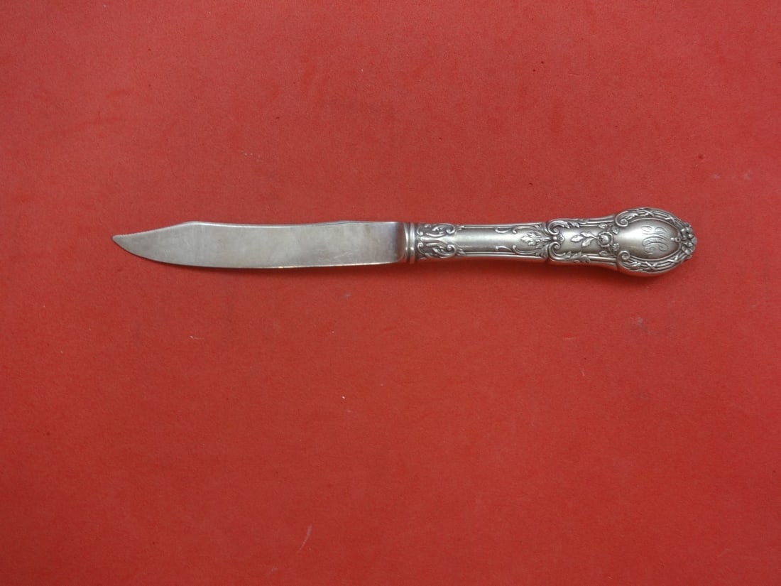 Gorham Sterling Silver Hollow Handle Fruit Knife 7 1/8 Pattern Unknown: Gorham Sterling Silver Hollow Handle Fruit Knife 7 1/8 Pattern Unknown A Gorham fruit knife in the Pattern Unknown design, made with a sterling silver hollow handle and a plated blade. It measures 7 1