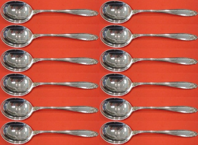 International Sterling Silver Prelude Cream Soup Spoon Set 12 Pieces (1 of 3)