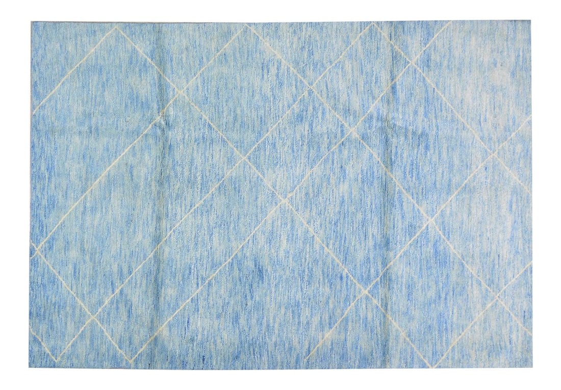 5'6" x 8' Wool Beni Ourain Moroccan Hand Knotted Contemporary Rug: 5'6" x 8' Wool Beni Ourain Moroccan Hand Knotted Contemporary Rug This Moroccan Beni Ourain rug features a hand-knotted construction with natural colors and a contemporary style. Crafted from wool, it