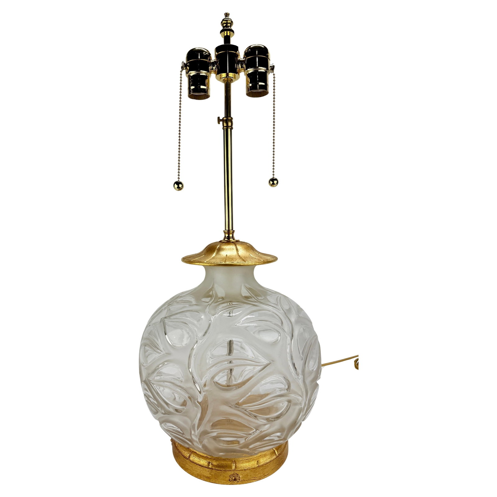 Rene Lalique Sophora Art Deco Glass Table Lamp C1930: Rene Lalique Sophora Art Deco Glass Table Lamp C1930 This exquisite Art Deco table lamp showcases the renowned "Sophora" design by Rene Lalique, crafted around 1930. The lamp features a baluster form 