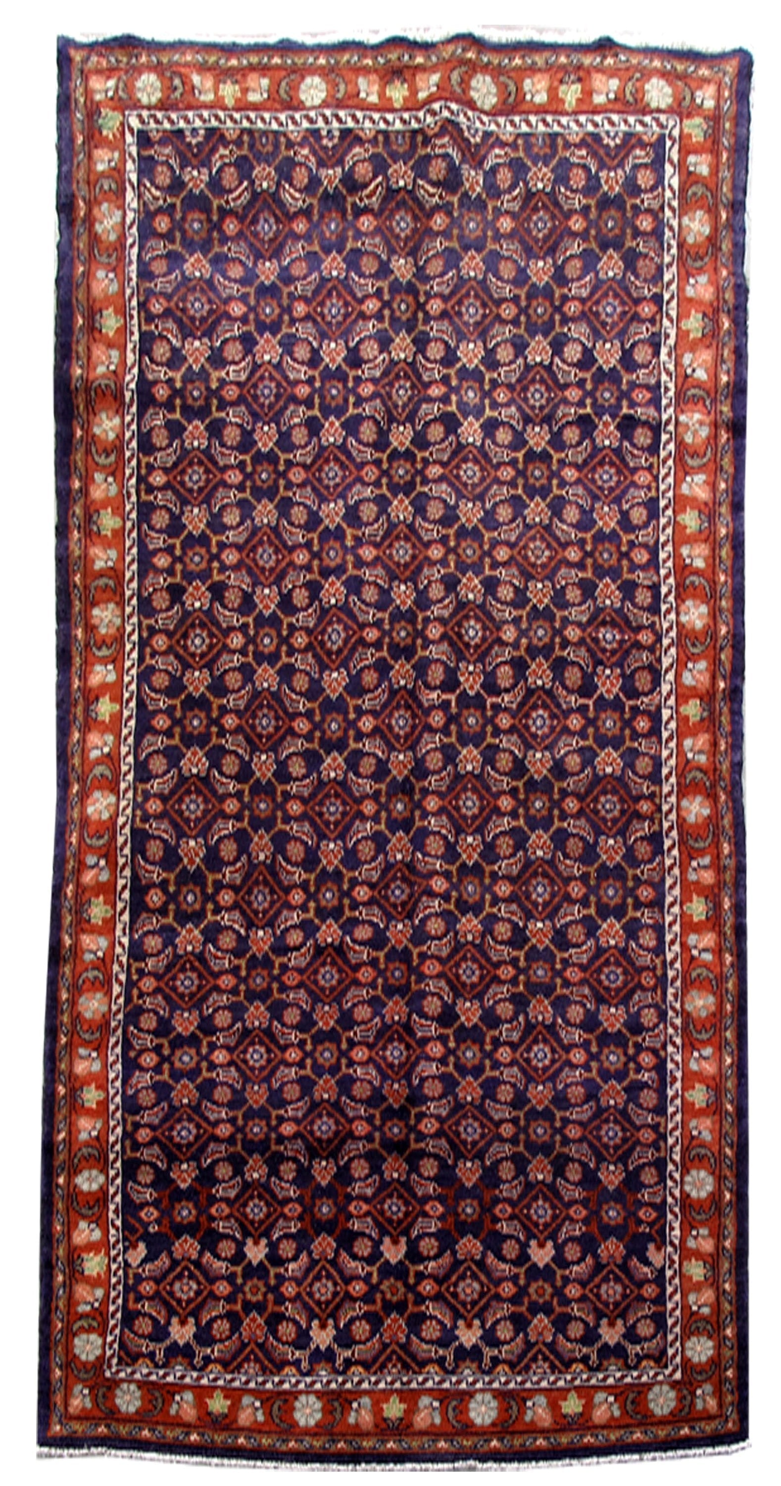 Handcrafted 4.9 x 10.10 Red Persian Hamadan Rug Wool Semi-Antique: Handcrafted 4.9 x 10.10 Red Persian Hamadan Rug Wool Semi-Antique Free continental US Shipping Enhance your living space with this exquisite 4.9 x 10.10 Red Persian Hamadan Rug, handcrafted by skilled