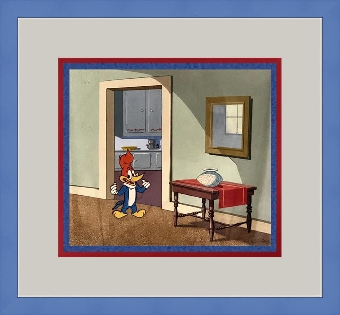 Rare 1965 Woody Woodpecker Hand Painted Cel by Walter Lantz Custom Framed: Rare 1965 Woody Woodpecker Hand Painted Cel by Walter Lantz Custom Framed This unique piece features a hand-painted production cel of Woody Woodpecker, a beloved character created by Walter Lantz. Ori