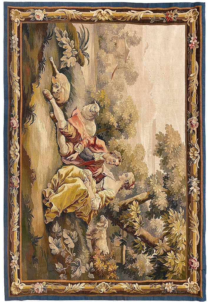 17th Century Authentic Hand-Stitched Tapestry Rug 4.3 x 6.2: 17th Century Authentic Hand-Stitched Tapestry Rug 4.3 x 6.2 Free continental US Shipping This authentic antique fine hand-stitched tapestry rug from the 17th century features stunning scenery that cap