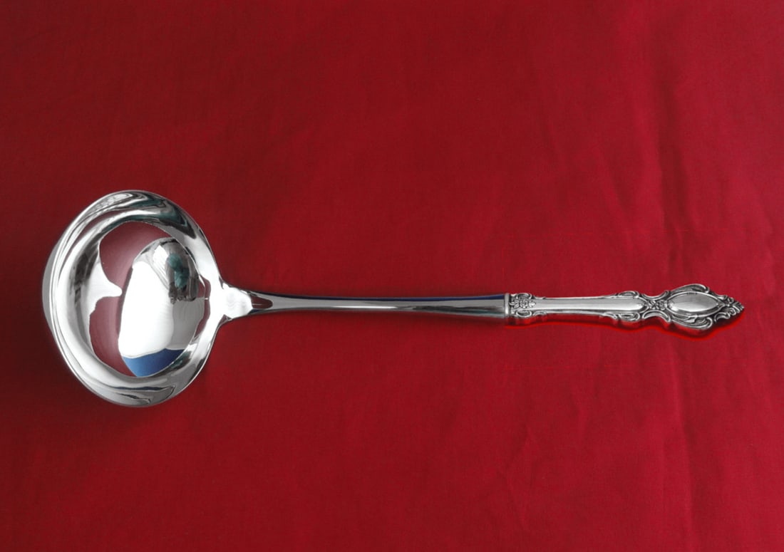 Lunt Lasting Grace Sterling Silver Soup Ladle Custom Made 10.5": Lunt Lasting Grace Sterling Silver Soup Ladle Custom Made 10.5" Introducing the Lasting Grace Soup Ladle by Lunt, a stunning addition to your tableware collection. This custom-made ladle features a ho