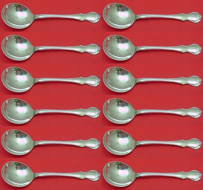 12 Towle French Provincial Sterling Cream Soup Spoons 6 1/4" (1 of 4)
