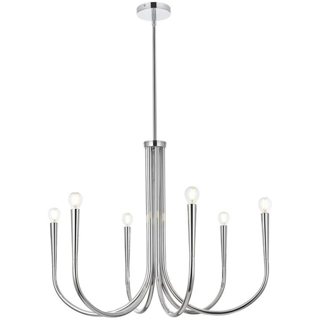 Living District Layne 6 Light Chrome Chandelier 30 Inch: Living District Layne 6 Light Chrome Chandelier 30 Inch This 6-light chandelier features a chrome-colored metal frame with a modern farmhouse style inspired by wrought iron. Designed for indoor use, i