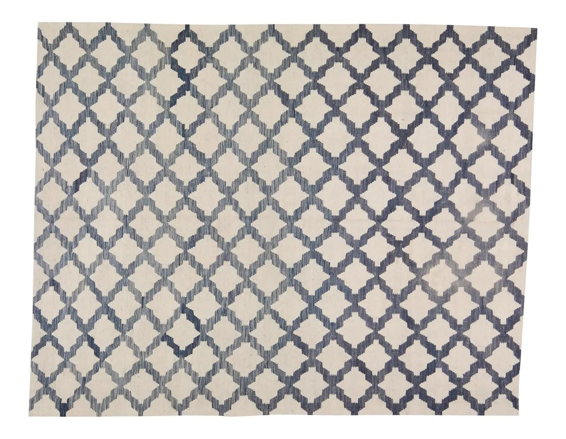 Moroccan Wool Kilim Rug in Natural Tones 6'1 x 7'9 Handwoven Vintage: Moroccan Wool Kilim Rug in Natural Tones 6'1 x 7'9 Handwoven Vintage This vintage Moroccan kilim is hand woven from organic wool and features natural colors with a fine weave. The piece showcases a na