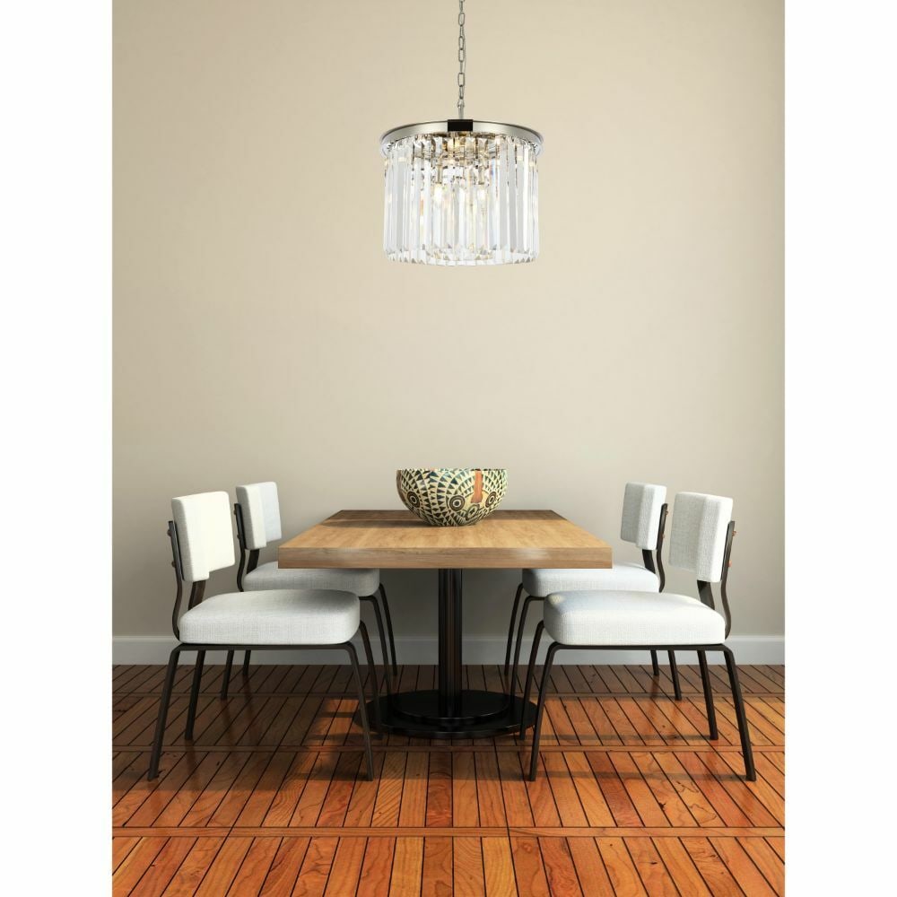 Sydney 6-Light Crystal Pendant Chandelier Polished Nickel 20 Inch: Sydney 6-Light Crystal Pendant Chandelier Polished Nickel 20 Inch This modern crystal chandelier features a polished nickel frame and high-quality royal cut clear crystals. Designed for dining rooms, 