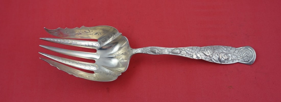 Knowles Rose Bug Sterling Silver Serving Fork Brite-Cut 9" (1 of 2)