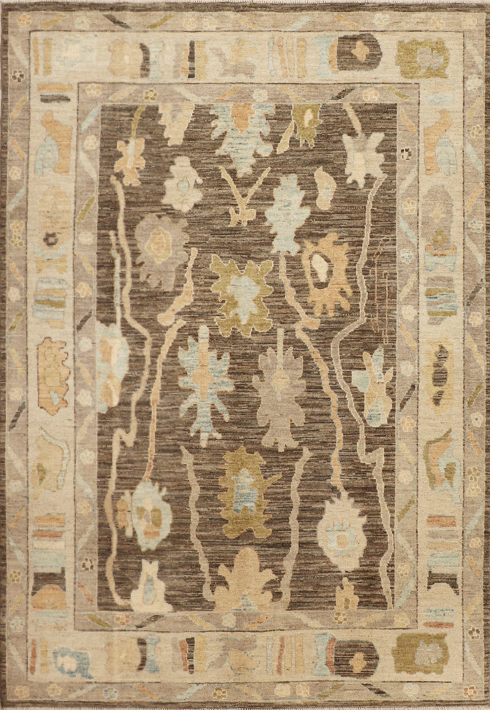 6.1 x 8.10 Oushak Rug Handmade Fine Gazni Wool Pakistan: 6.1 x 8.10 Oushak Rug Handmade Fine Gazni Wool Pakistan Free continental US Shipping Enhance your living space with this exquisite 6.1 x 8.10 Oushak rug, meticulously handcrafted in Pakistan. This gen