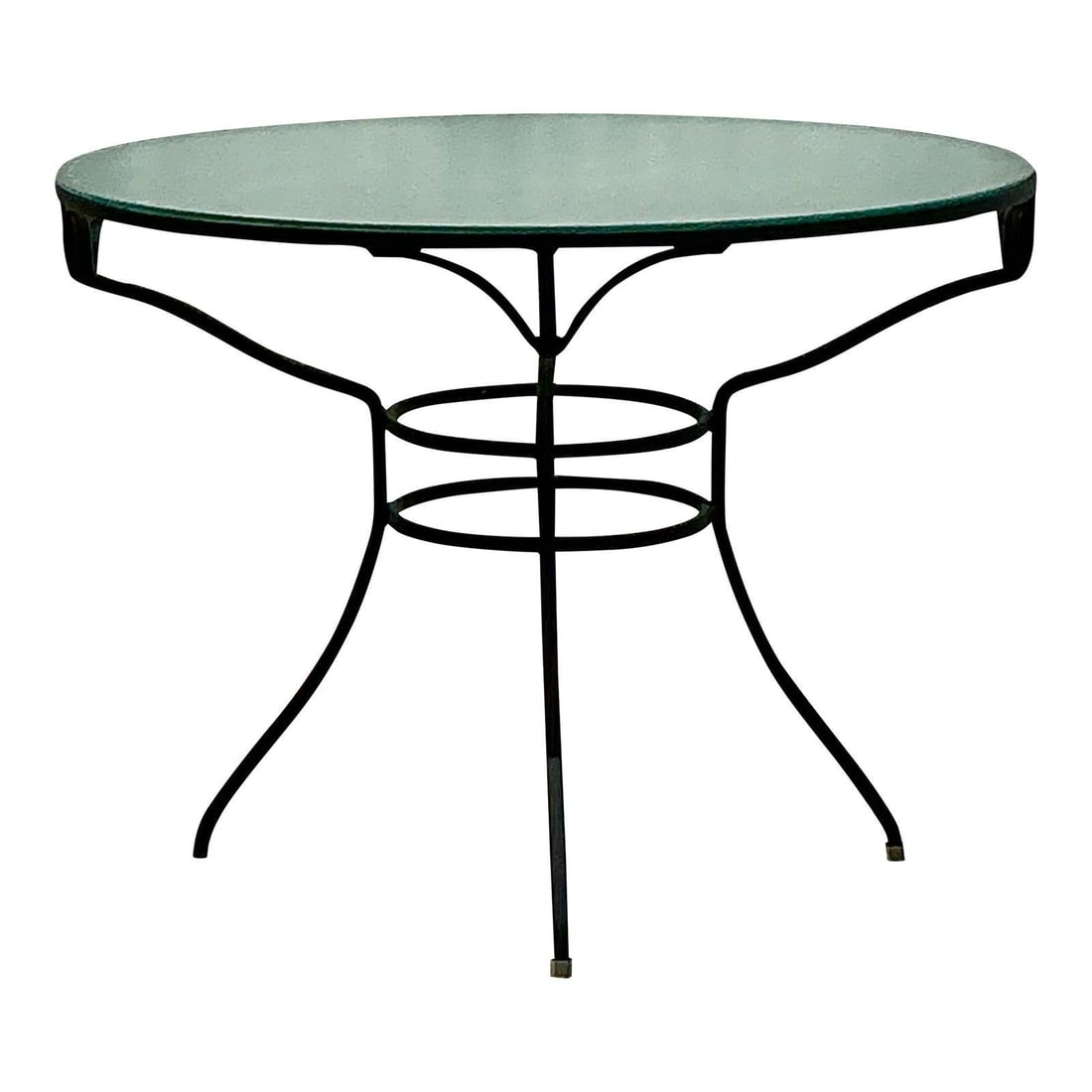 Vintage Boho Black Cast Aluminum Dining Table 40 Round: Vintage Boho Black Cast Aluminum Dining Table 40 Round Enhance your indoor or outdoor dining experience with this Vintage Black Cast Aluminum Dining Table. This table showcases a beautifully detailed 