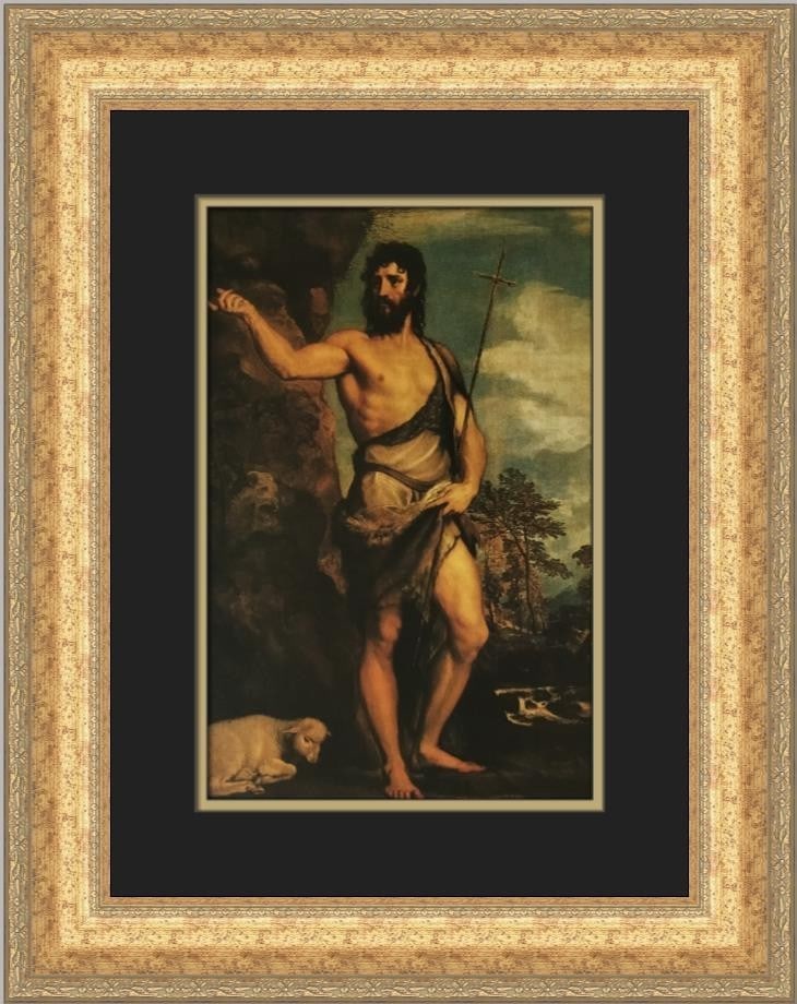 Titian John The Baptist Custom Framed Art Print 20x17 Portrait: Titian John The Baptist Custom Framed Art Print 20x17 Portrait This beautifully custom framed print titled 'John The Baptist' features the renowned artwork by the master artist Titian. Measuring 20 in