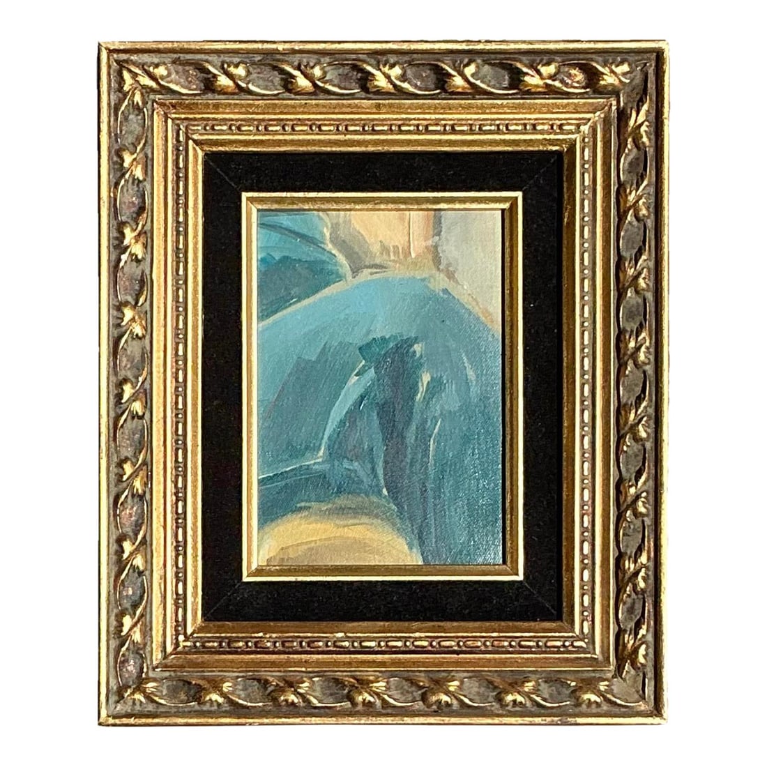 Vintage Boho Abstract Oil Painting on Canvas in Gold Frame: Vintage Boho Abstract Oil Painting on Canvas in Gold Frame Transform your living space with this stunning vintage boho abstract oil painting. This unique artwork showcases a vibrant mix of colors and 