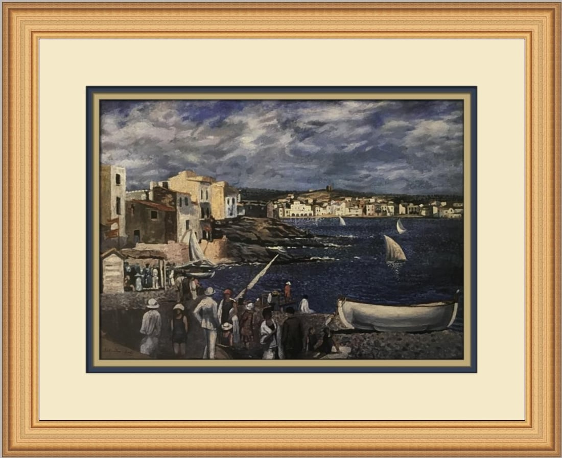 Framed Offset Lithograph Print Salvador Dali Es Llaner Beach 15 x 18 (1 of 2)