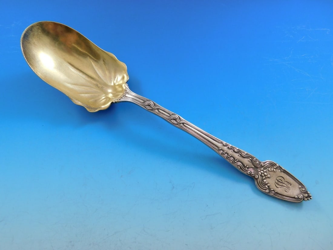 Tiffany & Co. Broom Corn Sterling Silver Salad Serving Spoon Goldwashed 9 3/4": Tiffany & Co. Broom Corn Sterling Silver Salad Serving Spoon Goldwashed 9 3/4" This exquisite salad serving spoon is part of the Broom Corn pattern by Tiffany & Co., crafted from high-quality sterling