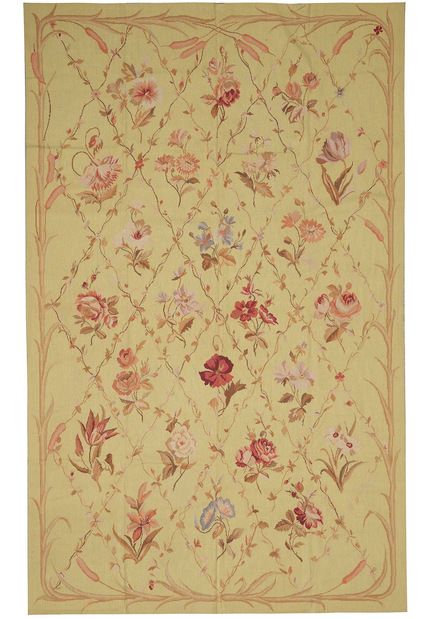 6 x 9 Hand-Woven Wool Needlepoint Rug Floral Design: 6 x 9 Hand-Woven Wool Needlepoint Rug Floral Design Free continental US Shipping This 6 x 9 needle point rug features a hand-woven wool construction with a floral design on a sturdy canvas foundation.