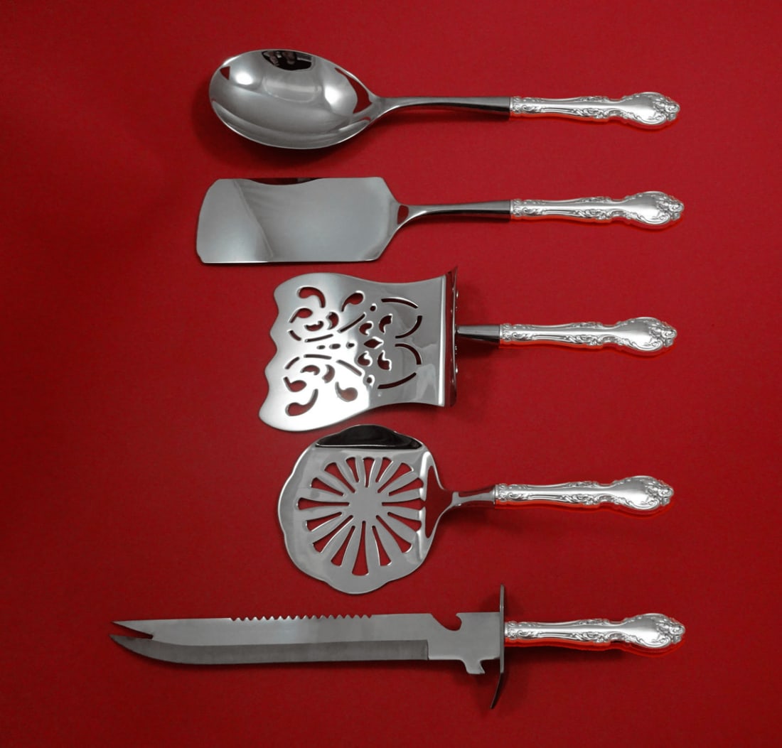 Gorham Melrose Sterling Silver 5pc Brunch Serving Set Custom Hollow Handle: Gorham Melrose Sterling Silver 5pc Brunch Serving Set Custom Hollow Handle Enhance your brunch gatherings with the exquisite Melrose by Gorham Sterling Silver Brunch Serving Set. This five-piece hoste
