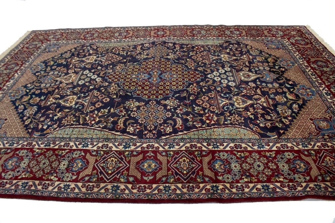 Vintage Hand-Knotted Oriental Area Rug Floral Design 11'8 x 8'2 Wool - 4